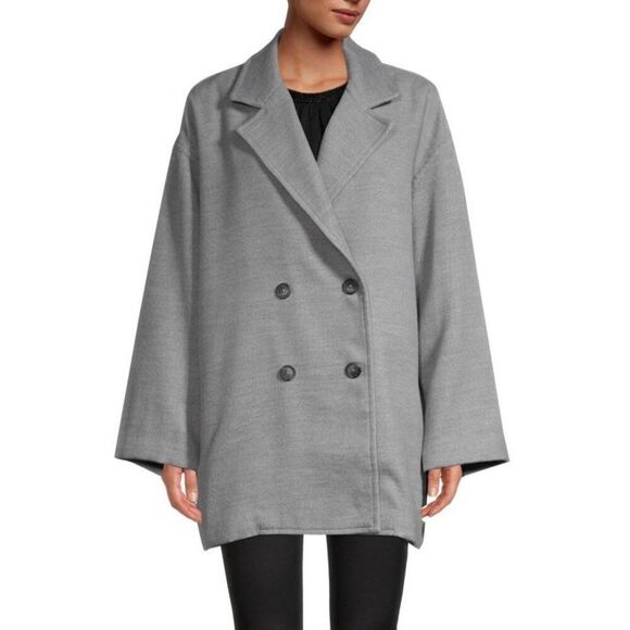 FREE PEOPLE Gray Double Breasted Hannah Slouchy Blazer Coat - Picture 4 of 14